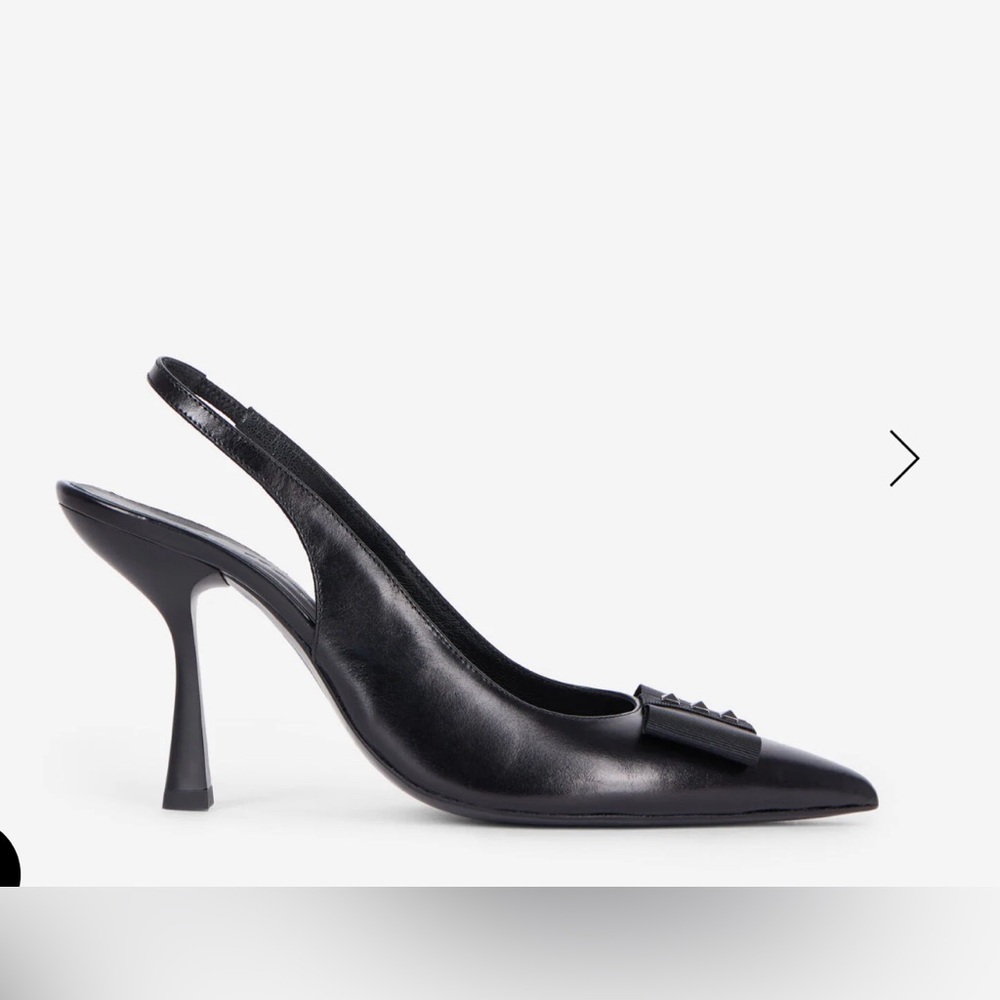 The Kooples Black Leather Pointy Toe Studded Sling Back Sz 40 NIB SIZE 9 - Picture 8 of 13